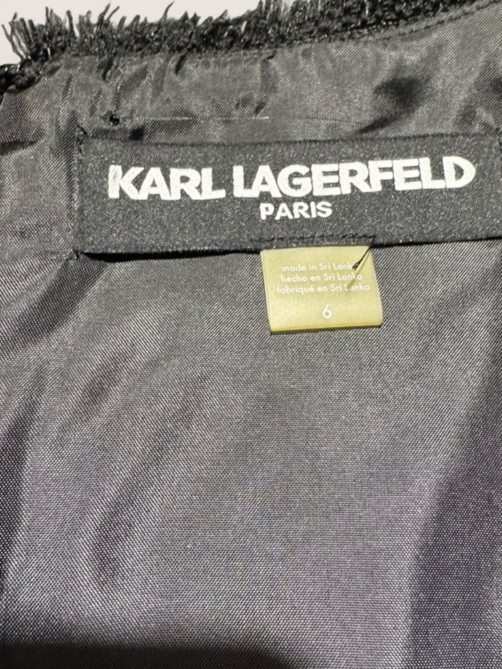 NWT Karl Lagerfeld Paris Sleeveless Black Tweed Shift Dress Pearl Accent Size 6 - Picture 5 of 15